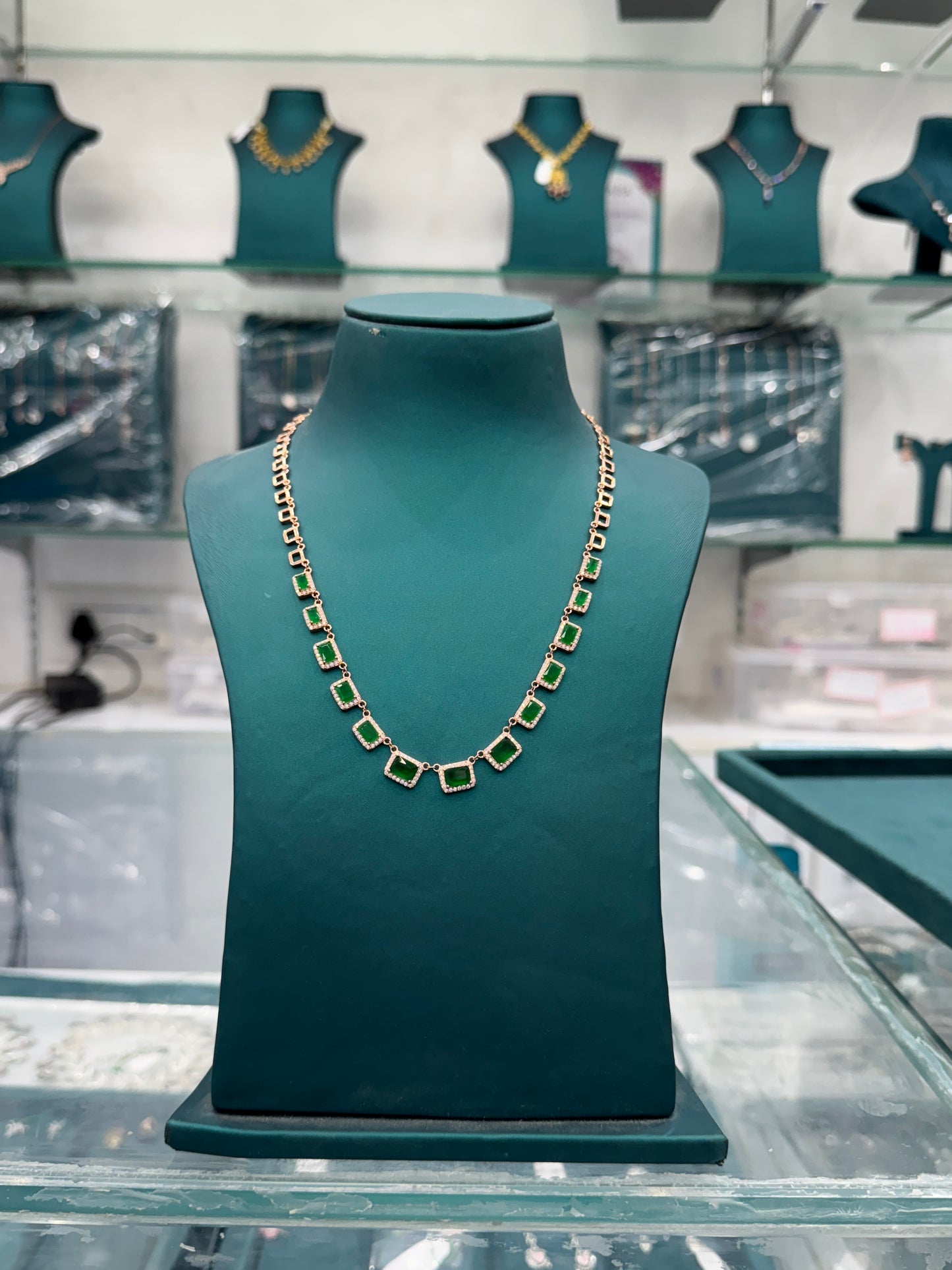 Elegant Emerald look- alike Necklace