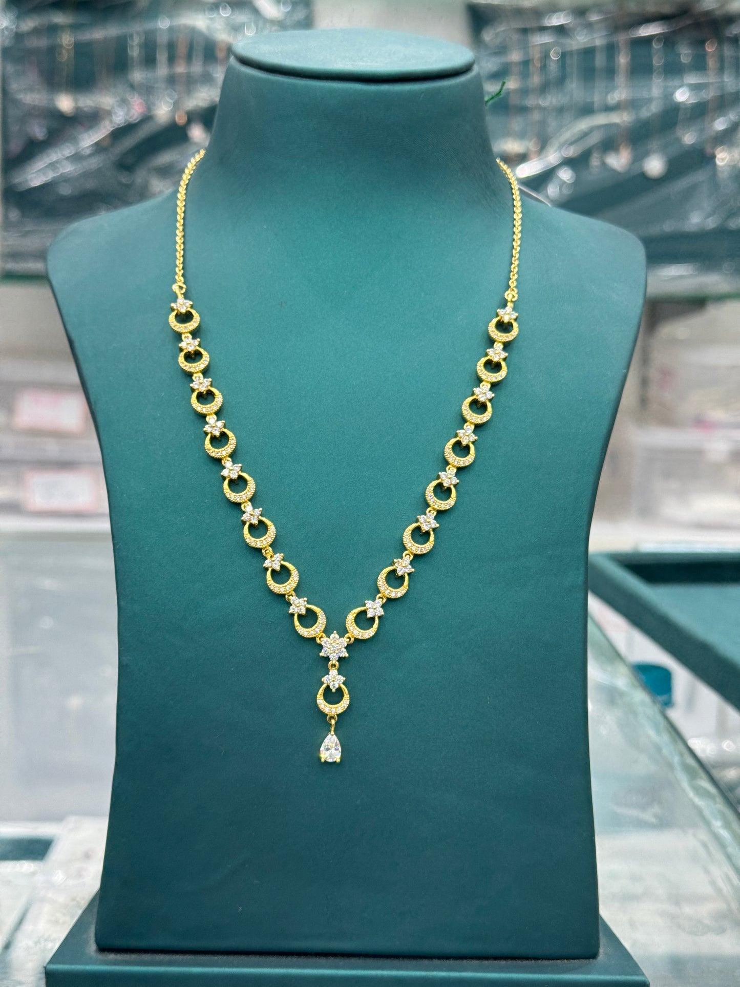 Moon and Star 925 Sterling Silver Necklace with Gold finish.