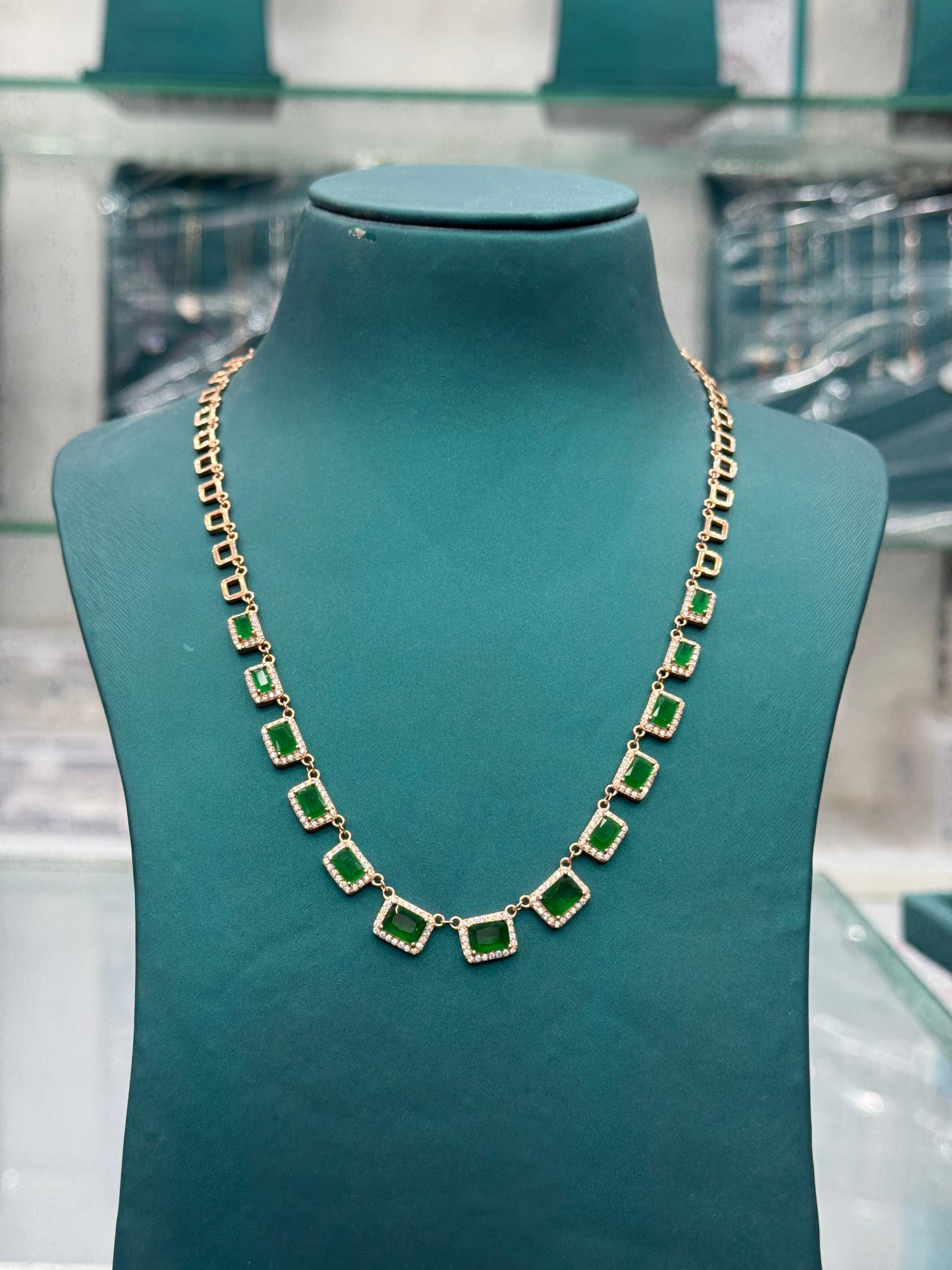 Elegant Emerald look- alike Necklace