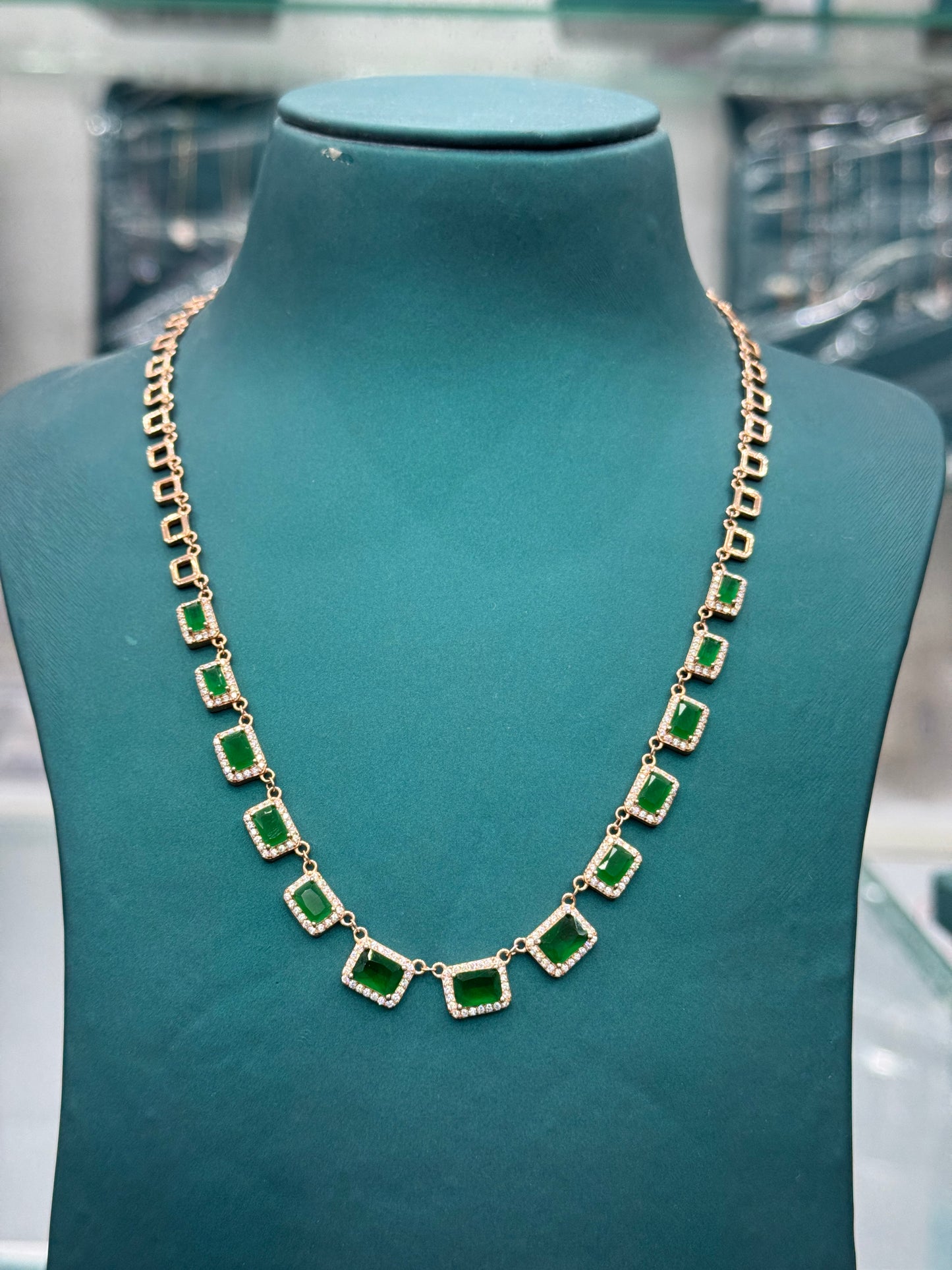 Elegant Emerald look- alike Necklace