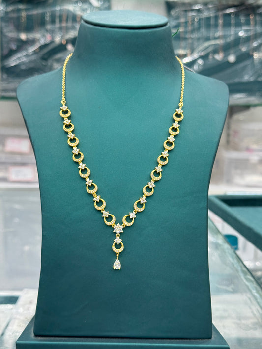 Moon and Star 925 Sterling Silver Necklace with Gold finish.
