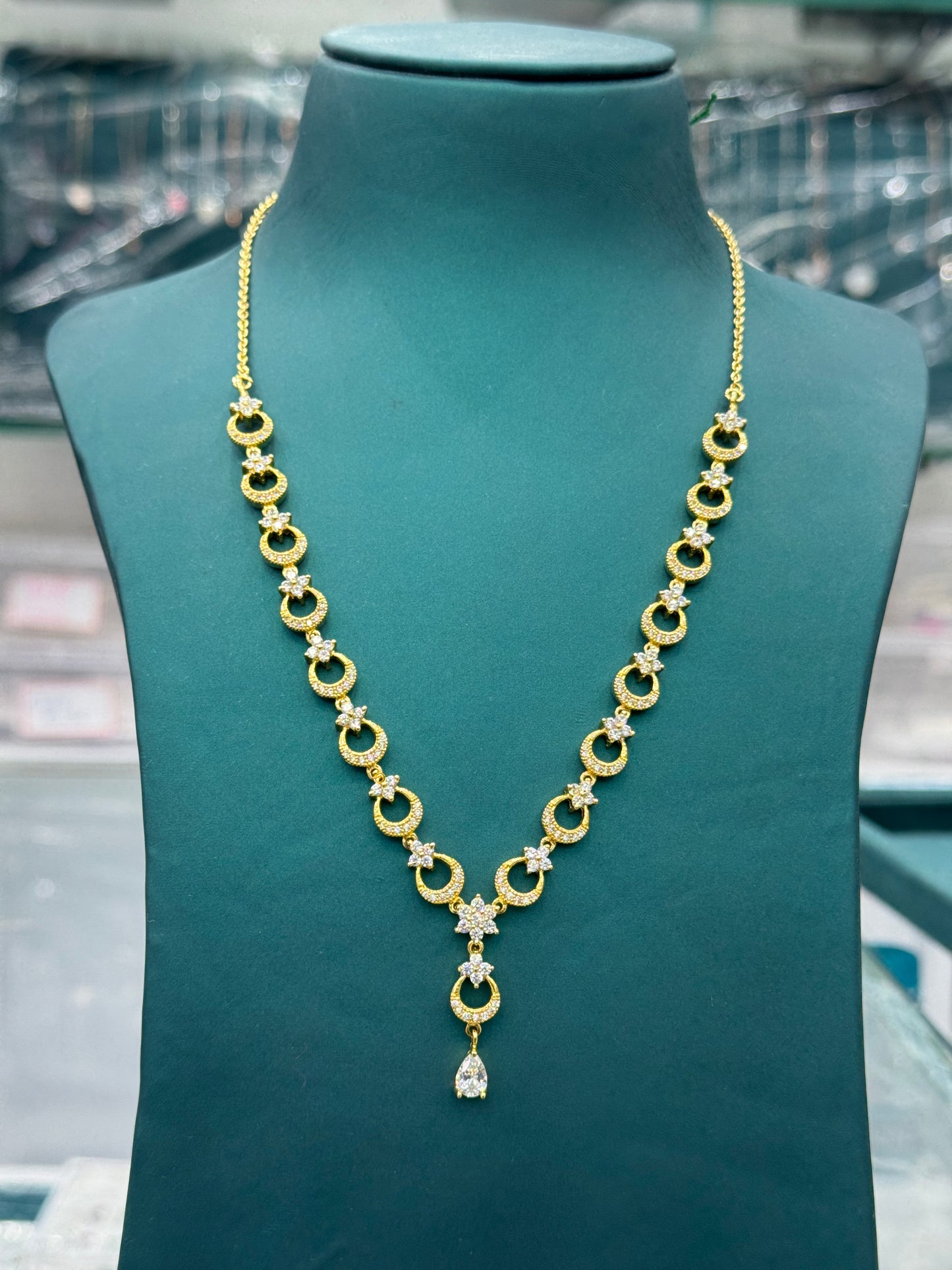 Moon and Star 925 Sterling Silver Necklace with Gold finish.