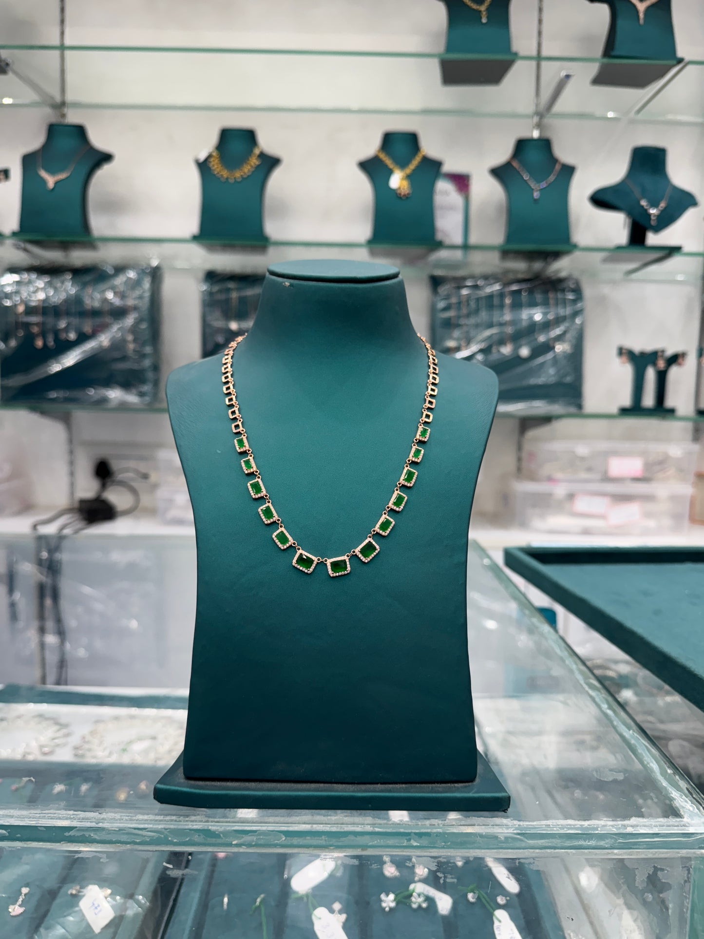 Elegant Emerald look- alike Necklace